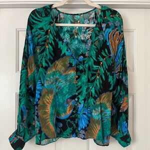 Sézane Erica Blouse, Tropico Print, size 6 FR 38
